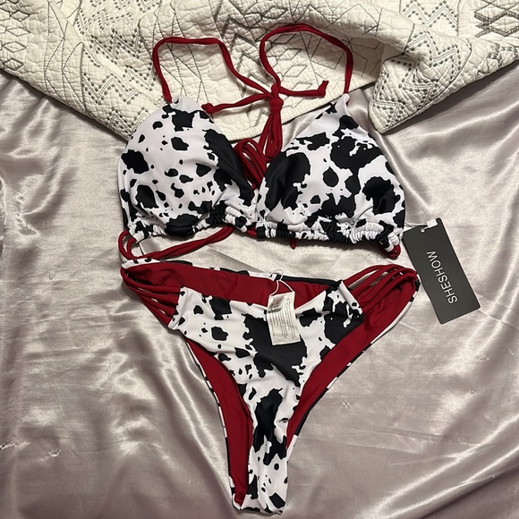 Brand New with tags Red and Cow Print bikini - Picture 2 of 3